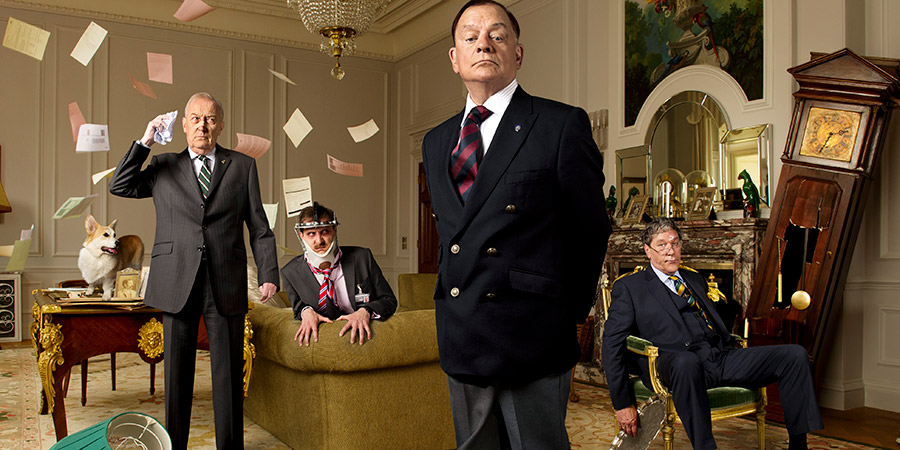 The Royal Bodyguard. Image shows from L to R: Colonel Dennis Whittington (Geoffrey Whitehead), Yates (Tim Downie), Captain Guy Hubble (David Jason), Sir Edward Hastings (Timothy Bentinck). The Royal Bodyguard. Image shows from L to R: Colonel Dennis Whittington (Geoffrey Whitehead), Yates (Tim Downie), Captain Guy Hubble (David Jason), Sir Edward Hastings (Timothy Bentinck).