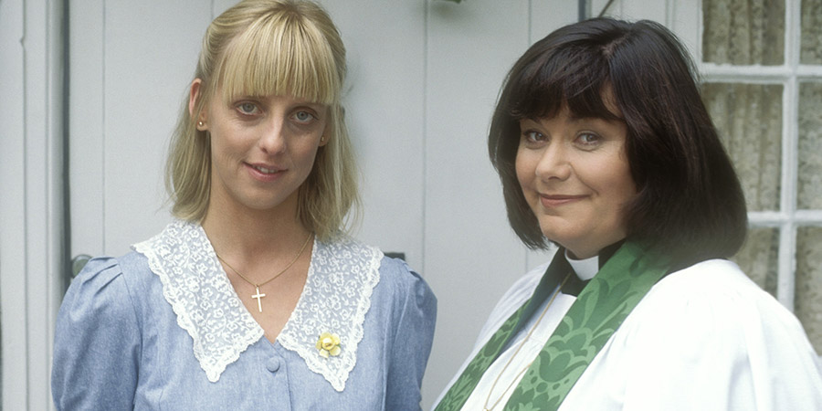 The Vicar Of Dibley. Image shows from L to R: Alice Tinker (Emma Chambers), Geraldine Grainger (Dawn French). Copyright: Tiger Aspect Productions. The Vicar Of Dibley. Image shows from L to R: Alice Tinker (Emma Chambers), Geraldine Grainger (Dawn French). Copyright: Tiger Aspect Productions.
