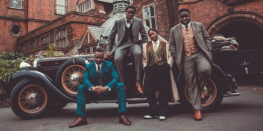 Timewasters. Image shows from L to R: Jason (Kadiff Kirwan), Nick (Daniel Lawrence Taylor), Lauren (Adelayo Adedayo), Horace (Samson Kayo). Copyright: Big Talk Productions. Timewasters. Image shows from L to R: Jason (Kadiff Kirwan), Nick (Daniel Lawrence Taylor), Lauren (Adelayo Adedayo), Horace (Samson Kayo). Copyright: Big Talk Productions.