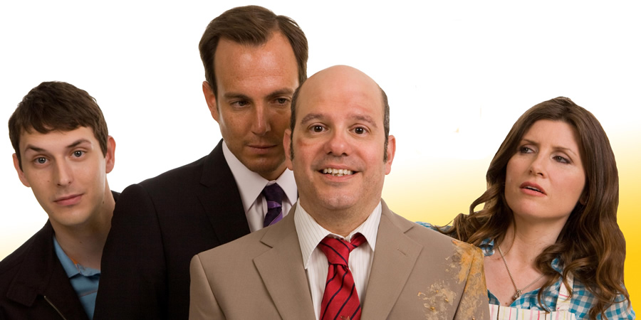 The Increasingly Poor Decisions Of Todd Margaret. Image shows from L to R: Dave (Blake Harrison), Brent Wilts (Will Arnett), Todd Margaret (David Cross), Alice Bell (Sharon Horgan). Copyright: RDF Television / Merman. The Increasingly Poor Decisions Of Todd Margaret. Image shows from L to R: Dave (Blake Harrison), Brent Wilts (Will Arnett), Todd Margaret (David Cross), Alice Bell (Sharon Horgan). Copyright: RDF Television / Merman.