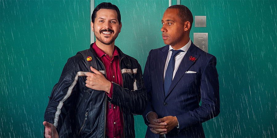 Twinned Town. Image shows from L to R: Ignacio Sanchez (Ignacio Lopez), Leroy Jones (Leroy Brito). Copyright: Michelle Huggleston. Twinned Town. Image shows from L to R: Ignacio Sanchez (Ignacio Lopez), Leroy Jones (Leroy Brito). Copyright: Michelle Huggleston.