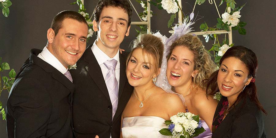 Two Pints Of Lager And A Packet Of Crisps. Image shows from L to R: Gary 'Gaz' Wilkinson (Will Mellor), Jonny Keogh (Ralf Little), Janet (Sheridan Smith), Donna Henshaw (Natalie Casey), Louise (Kathryn Drysdale). Copyright: BBC. Two Pints Of Lager And A Packet Of Crisps. Image shows from L to R: Gary 'Gaz' Wilkinson (Will Mellor), Jonny Keogh (Ralf Little), Janet (Sheridan Smith), Donna Henshaw (Natalie Casey), Louise (Kathryn Drysdale). Copyright: BBC.
