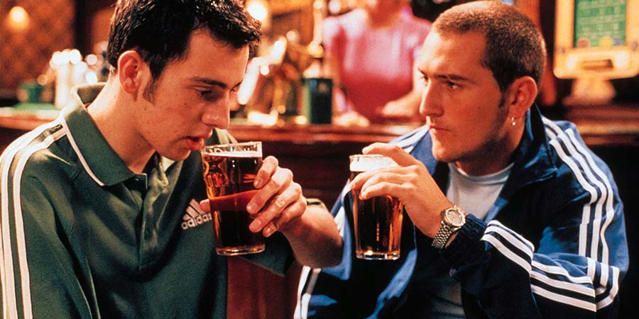 Two Pints Of Lager And A Packet Of Crisps. Image shows from L to R: Jonny Keogh (Ralf Little), Gary 'Gaz' Wilkinson (Will Mellor). Copyright: BBC. Two Pints Of Lager And A Packet Of Crisps. Image shows from L to R: Jonny Keogh (Ralf Little), Gary 'Gaz' Wilkinson (Will Mellor). Copyright: BBC.