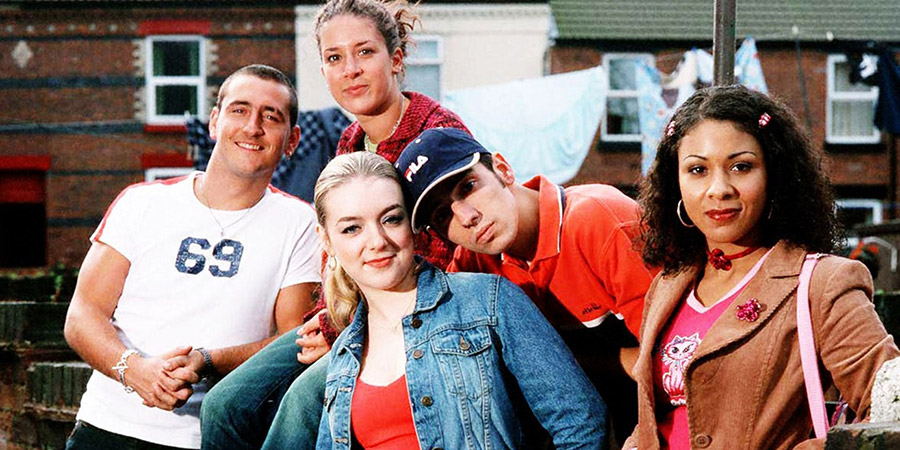 Two Pints Of Lager And A Packet Of Crisps. Image shows from L to R: Gary 'Gaz' Wilkinson (Will Mellor), Janet (Sheridan Smith), Donna Henshaw (Natalie Casey), Jonny Keogh (Ralf Little), Louise (Kathryn Drysdale). Copyright: BBC. Two Pints Of Lager And A Packet Of Crisps. Image shows from L to R: Gary 'Gaz' Wilkinson (Will Mellor), Janet (Sheridan Smith), Donna Henshaw (Natalie Casey), Jonny Keogh (Ralf Little), Louise (Kathryn Drysdale). Copyright: BBC.