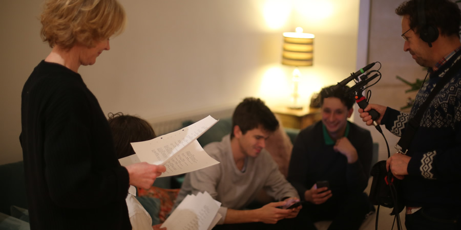 Unite. Image shows from L to R: Imogen (Claire Skinner), Gideon (Ivo Graham), Ashley (Elliot Steel). Unite. Image shows from L to R: Imogen (Claire Skinner), Gideon (Ivo Graham), Ashley (Elliot Steel).