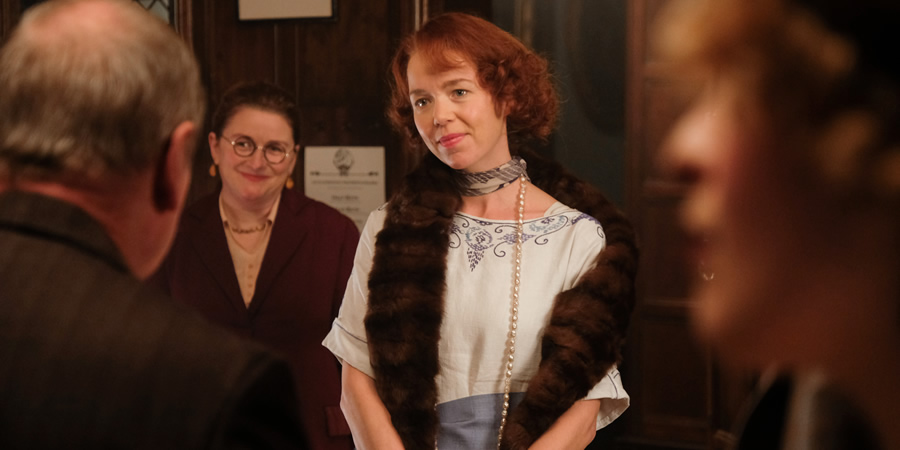 Urban Myths: The Mysterious Case Of Agatha Christie. Image shows from L to R: Dorothy L. Sayers (Rosie Cavaliero), Agatha Christie (Anna Maxwell Martin). Urban Myths: The Mysterious Case Of Agatha Christie. Image shows from L to R: Dorothy L. Sayers (Rosie Cavaliero), Agatha Christie (Anna Maxwell Martin).