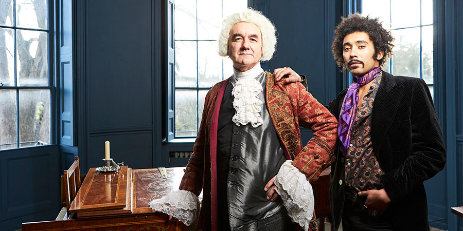 Urban Myths: Hendrix & Handel. Image shows from L to R: George Frideric Handel (David Haig), Jimi Hendrix (Zach Wyatt). Urban Myths: Hendrix & Handel. Image shows from L to R: George Frideric Handel (David Haig), Jimi Hendrix (Zach Wyatt).