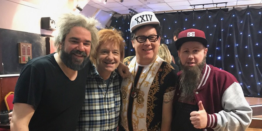 Vic & Bob's Big Night Out. Image shows from L to R: Matt Berry, Bob Mortimer, Vic Reeves, Matt Lucas. Copyright: BBC. Vic & Bob's Big Night Out. Image shows from L to R: Matt Berry, Bob Mortimer, Vic Reeves, Matt Lucas. Copyright: BBC.