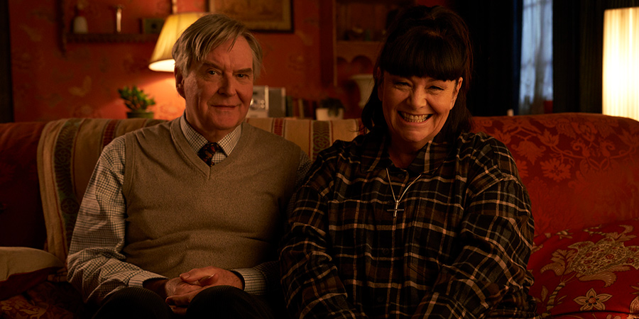 The Vicar Of Dibley. Image shows from L to R: Hugo Horton (James Fleet), Geraldine Grainger (Dawn French). Copyright: Tiger Aspect Productions. The Vicar Of Dibley. Image shows from L to R: Hugo Horton (James Fleet), Geraldine Grainger (Dawn French). Copyright: Tiger Aspect Productions.