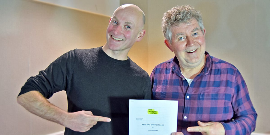 Weekend Survivalist. Image shows from L to R: Colin McLaren, Brian (Moray Hunter). Copyright: BBC. Weekend Survivalist. Image shows from L to R: Colin McLaren, Brian (Moray Hunter). Copyright: BBC.