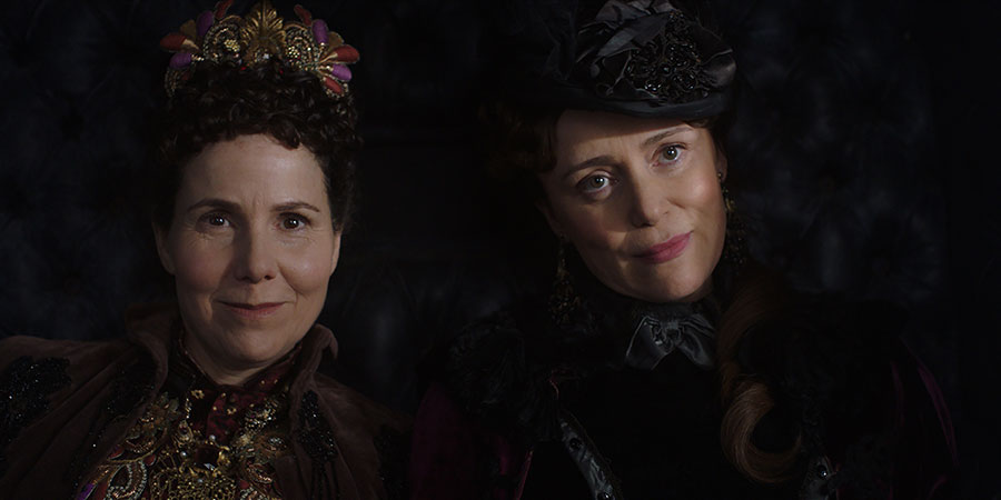 Year Of The Rabbit. Image shows from L to R: Princess Violetta (Sally Phillips), Lydia (Keeley Hawes). Copyright: Objective Productions. Year Of The Rabbit. Image shows from L to R: Princess Violetta (Sally Phillips), Lydia (Keeley Hawes). Copyright: Objective Productions.