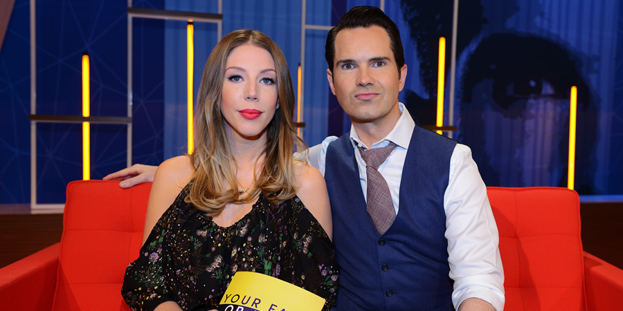 Your Face Or Mine. Image shows from L to R: Katherine Ryan, Jimmy Carr. Copyright: Talkback. Your Face Or Mine. Image shows from L to R: Katherine Ryan, Jimmy Carr. Copyright: Talkback.