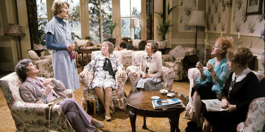 You're Only Young Twice. Image shows from L to R: Mildred Fanshaw (Diana King), Miss Milton (Charmian May), Flora Petty (Peggy Mount), Cissie Lupin (Pat Coombs), Dolly Love (Lally Bowers), Katy O'Rourke (Peggy Ledger). Copyright: Yorkshire Television. You're Only Young Twice. Image shows from L to R: Mildred Fanshaw (Diana King), Miss Milton (Charmian May), Flora Petty (Peggy Mount), Cissie Lupin (Pat Coombs), Dolly Love (Lally Bowers), Katy O'Rourke (Peggy Ledger). Copyright: Yorkshire Television.