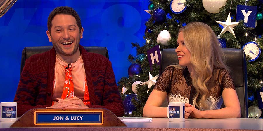 8 Out Of 10 Cats Does Countdown. Image shows from L to R: Jon Richardson, Lucy Beaumont. Copyright: Endemol UK. 8 Out Of 10 Cats Does Countdown. Image shows from L to R: Jon Richardson, Lucy Beaumont. Copyright: Endemol UK.