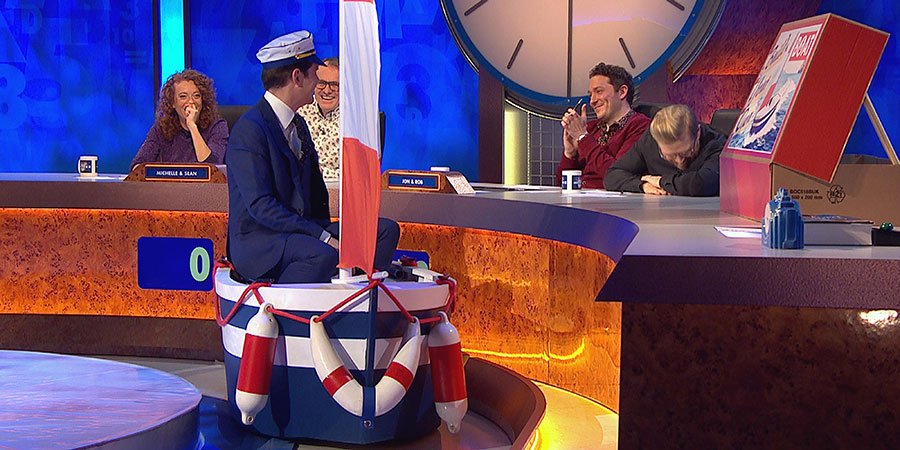 8 Out Of 10 Cats Does Countdown. Image shows from L to R: Michelle Wolf, Jimmy Carr, Sean Lock, Jon Richardson, Rob Beckett. 8 Out Of 10 Cats Does Countdown. Image shows from L to R: Michelle Wolf, Jimmy Carr, Sean Lock, Jon Richardson, Rob Beckett.
