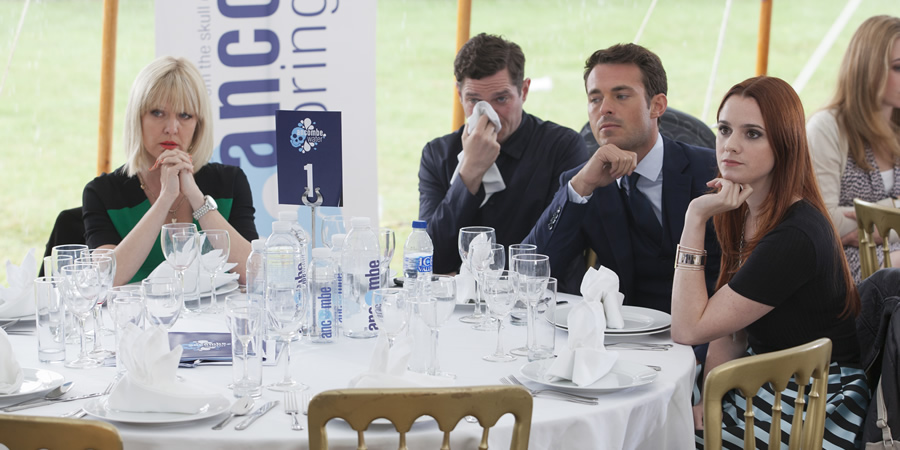 Agatha Raisin. Image shows from L to R: Agatha Raisin (Ashley Jensen), Roy Silver (Mathew Horne), Guy Freemont (Jules Knight), Portia Salmond (Ruby Thomas). Agatha Raisin. Image shows from L to R: Agatha Raisin (Ashley Jensen), Roy Silver (Mathew Horne), Guy Freemont (Jules Knight), Portia Salmond (Ruby Thomas).