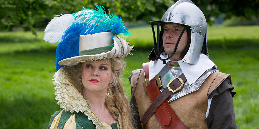 Agatha Raisin. Image shows from L to R: Agatha Raisin (Ashley Jensen), James Lacey (Jamie Glover). Agatha Raisin. Image shows from L to R: Agatha Raisin (Ashley Jensen), James Lacey (Jamie Glover).