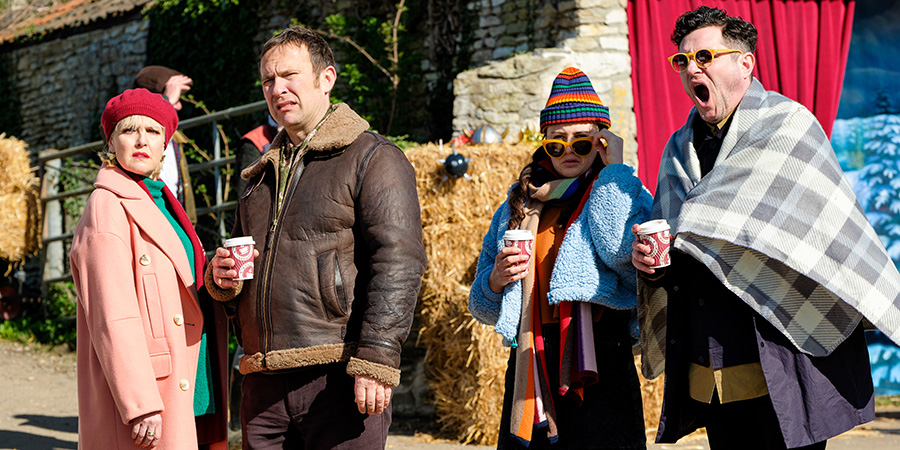 Agatha Raisin. Image shows from L to R: Agatha Raisin (Ashley Jensen), Sir Charles Fraith (Jason Merrells), Toni Gilmour (Jodie Tyack), Roy Silver (Mathew Horne). Agatha Raisin. Image shows from L to R: Agatha Raisin (Ashley Jensen), Sir Charles Fraith (Jason Merrells), Toni Gilmour (Jodie Tyack), Roy Silver (Mathew Horne).