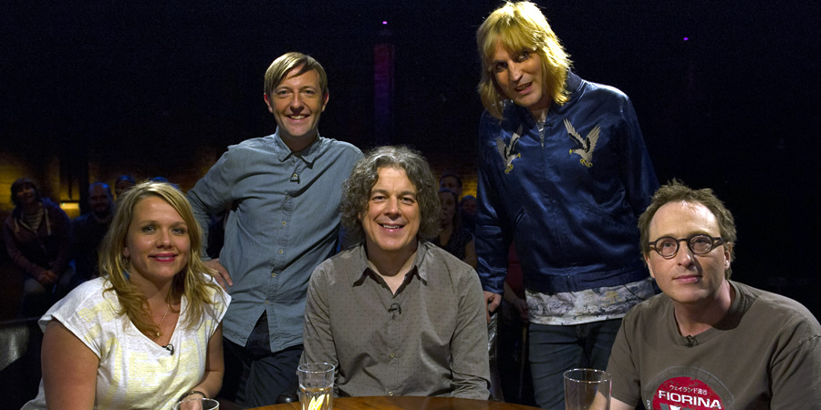 Alan Davies: As Yet Untitled. Image shows from L to R: Kerry Godliman, Andrew Maxwell, Alan Davies, Noel Fielding, Jon Ronson. Alan Davies: As Yet Untitled. Image shows from L to R: Kerry Godliman, Andrew Maxwell, Alan Davies, Noel Fielding, Jon Ronson.