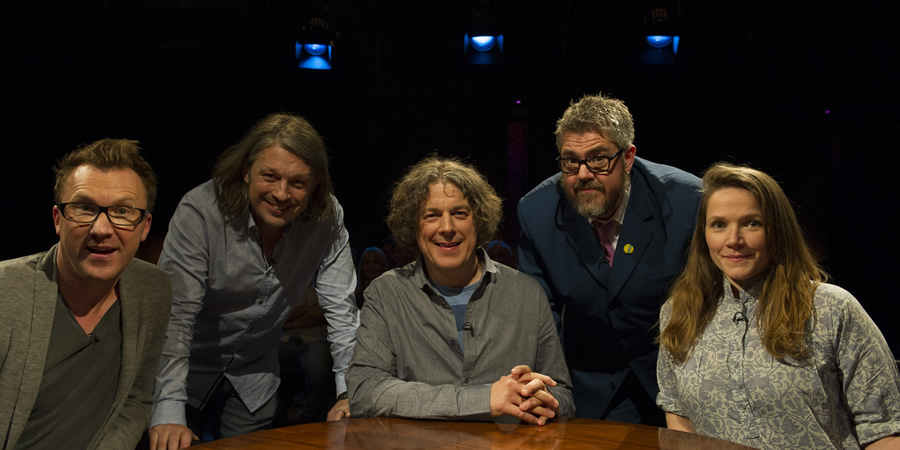 Alan Davies: As Yet Untitled. Image shows from L to R: Jason Byrne, Richard Herring, Alan Davies, Phill Jupitus, Jessica Hynes. Alan Davies: As Yet Untitled. Image shows from L to R: Jason Byrne, Richard Herring, Alan Davies, Phill Jupitus, Jessica Hynes.