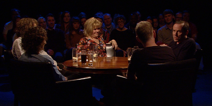 Alan Davies: As Yet Untitled. Image shows from L to R: Felicity Ward, Alan Davies, Lizzie Roper, Patrick Kielty, Ben Miller. Alan Davies: As Yet Untitled. Image shows from L to R: Felicity Ward, Alan Davies, Lizzie Roper, Patrick Kielty, Ben Miller.