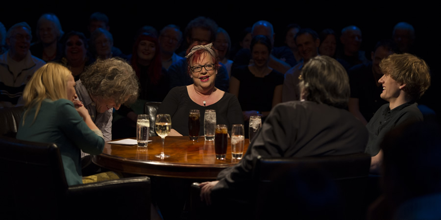 Alan Davies: As Yet Untitled. Image shows from L to R: Sara Pascoe, Alan Davies, Jo Brand, Ricky Tomlinson, James Acaster. Alan Davies: As Yet Untitled. Image shows from L to R: Sara Pascoe, Alan Davies, Jo Brand, Ricky Tomlinson, James Acaster.