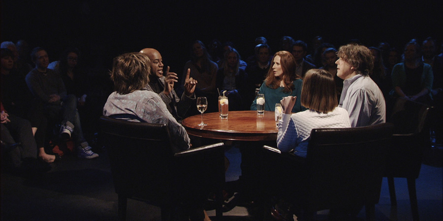 Alan Davies: As Yet Untitled. Image shows from L to R: Milton Jones, Ainsley Harriott, Catherine Tate, Bryony Kimmings, Alan Davies. Alan Davies: As Yet Untitled. Image shows from L to R: Milton Jones, Ainsley Harriott, Catherine Tate, Bryony Kimmings, Alan Davies.