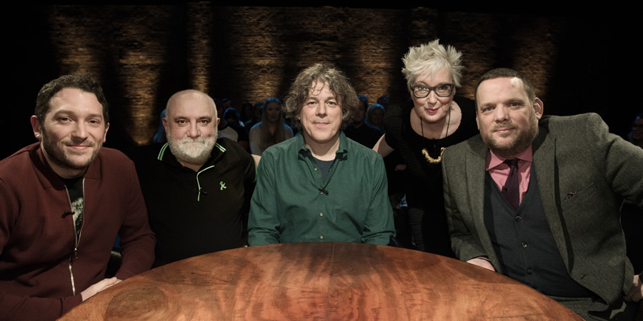 Alan Davies: As Yet Untitled. Image shows from L to R: Jon Richardson, Alexei Sayle, Alan Davies, Jenny Eclair, Mark Olver. Alan Davies: As Yet Untitled. Image shows from L to R: Jon Richardson, Alexei Sayle, Alan Davies, Jenny Eclair, Mark Olver.