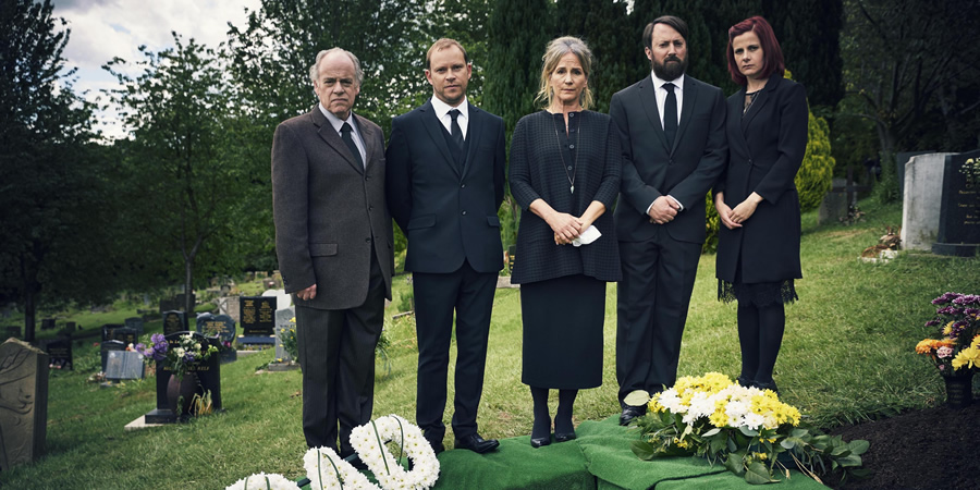 Back. Image shows from L to R: Uncle Geoff (Geoffrey McGivern), Andrew (Robert Webb), Ellen (Penny Downie), Stephen (David Mitchell), Cass (Louise Brealey). Back. Image shows from L to R: Uncle Geoff (Geoffrey McGivern), Andrew (Robert Webb), Ellen (Penny Downie), Stephen (David Mitchell), Cass (Louise Brealey).