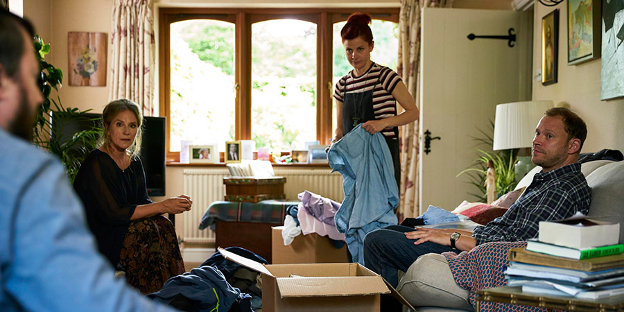Back. Image shows from L to R: Stephen (David Mitchell), Ellen (Penny Downie), Cass (Louise Brealey), Andrew (Robert Webb). Back. Image shows from L to R: Stephen (David Mitchell), Ellen (Penny Downie), Cass (Louise Brealey), Andrew (Robert Webb).