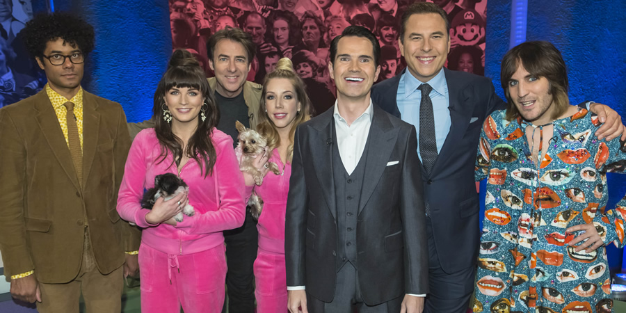 The Big Fat Quiz Of Everything. Image shows from L to R: Richard Ayoade, Aisling Bea, Jonathan Ross, Katherine Ryan, Jonathan Ross, David Walliams, Noel Fielding. The Big Fat Quiz Of Everything. Image shows from L to R: Richard Ayoade, Aisling Bea, Jonathan Ross, Katherine Ryan, Jonathan Ross, David Walliams, Noel Fielding.