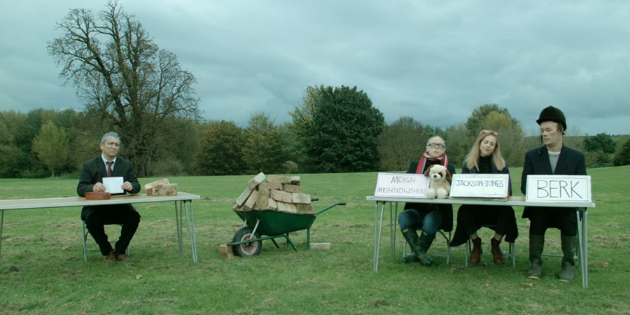 Big Field. Image shows from L to R: Alex Lowe, Steven Kynman, Ellie White, Felix Hayes. Copyright: BBC. Big Field. Image shows from L to R: Alex Lowe, Steven Kynman, Ellie White, Felix Hayes. Copyright: BBC.