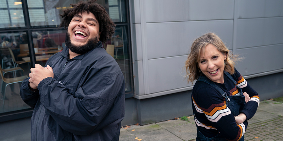 Big Zuu's Big Eats. Image shows from L to R: Big Zuu, Mel Giedroyc. Big Zuu's Big Eats. Image shows from L to R: Big Zuu, Mel Giedroyc.