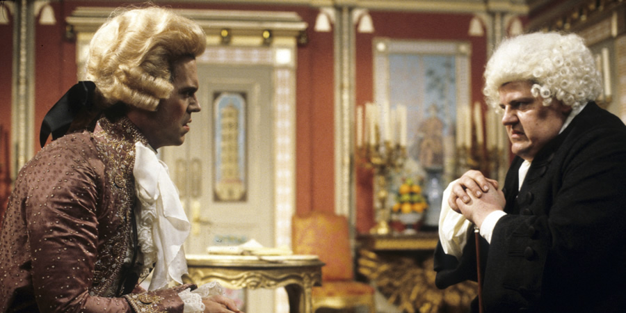 Blackadder. Image shows from L to R: Prince Regent (Hugh Laurie), Dr. Samuel Johnson (Robbie Coltrane). Blackadder. Image shows from L to R: Prince Regent (Hugh Laurie), Dr. Samuel Johnson (Robbie Coltrane).