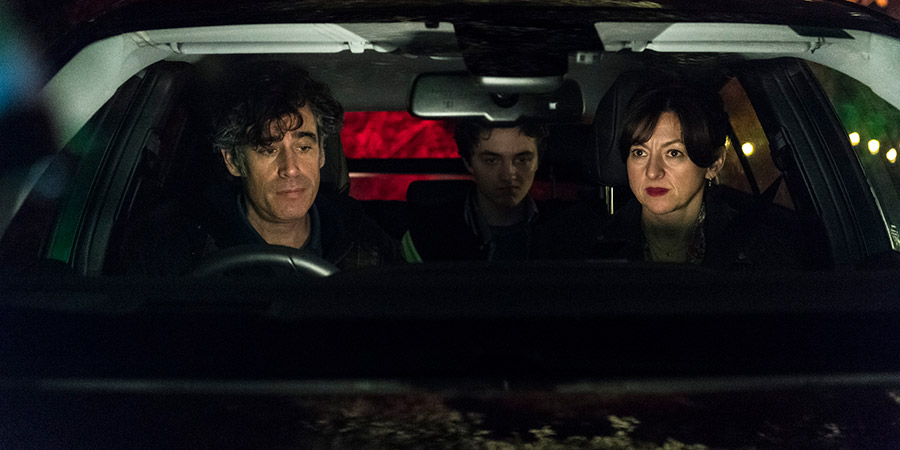 Bliss. Image shows from L to R: Andrew (Stephen Mangan), Kris (Spike White), Denise (Jo Hartley). Bliss. Image shows from L to R: Andrew (Stephen Mangan), Kris (Spike White), Denise (Jo Hartley).