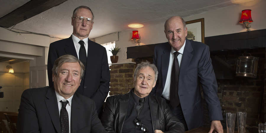 Boomers. Image shows from L to R: Alan (Philip Jackson), Trevor (James Smith), Mick (Nigel Planer), John (Russ Abbot). Copyright: Hat Trick Productions. Boomers. Image shows from L to R: Alan (Philip Jackson), Trevor (James Smith), Mick (Nigel Planer), John (Russ Abbot). Copyright: Hat Trick Productions.