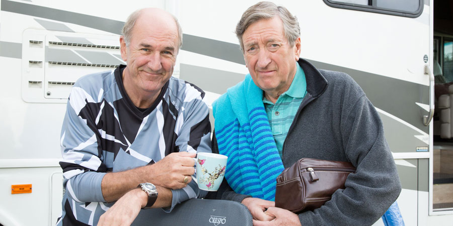 Boomers. Image shows from L to R: John (Russ Abbot), Alan (Philip Jackson). Copyright: Hat Trick Productions. Boomers. Image shows from L to R: John (Russ Abbot), Alan (Philip Jackson). Copyright: Hat Trick Productions.