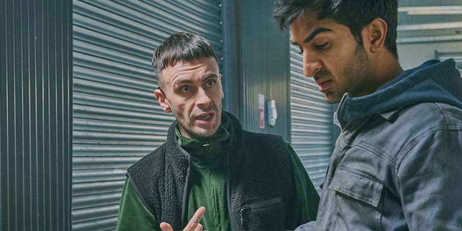 Brassic. Image shows from L to R: Vinnie (Joe Gilgun), JJ (Parth Thakerar). Copyright: Calamity Films. Brassic. Image shows from L to R: Vinnie (Joe Gilgun), JJ (Parth Thakerar). Copyright: Calamity Films.