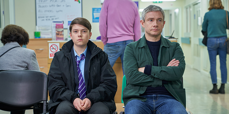 Breeders. Image shows from L to R: Luke (Alex Eastwood), Paul (Martin Freeman). Copyright: Avalon Television. Breeders. Image shows from L to R: Luke (Alex Eastwood), Paul (Martin Freeman). Copyright: Avalon Television.