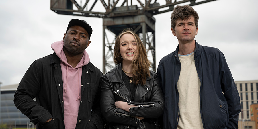 British As Folk. Image shows from L to R: Darren Harriott, Fern Brady, Ivo Graham. Copyright: STV Productions. British As Folk. Image shows from L to R: Darren Harriott, Fern Brady, Ivo Graham. Copyright: STV Productions.