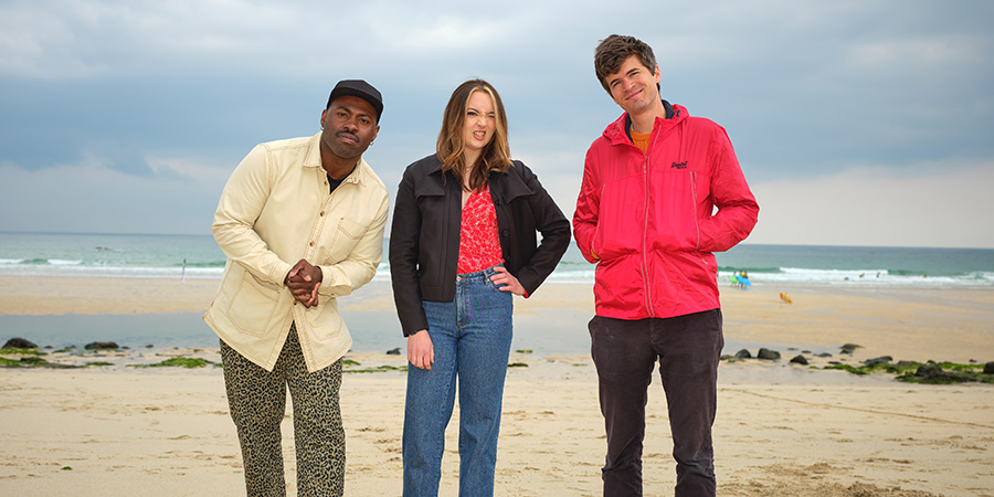 British As Folk. Image shows from L to R: Darren Harriott, Fern Brady, Ivo Graham. Copyright: STV Productions. British As Folk. Image shows from L to R: Darren Harriott, Fern Brady, Ivo Graham. Copyright: STV Productions.