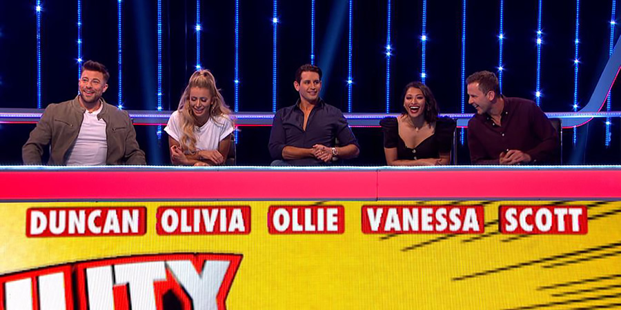 CelebAbility. Image shows from L to R: Duncan James, Olivia Attwood, Ollie Locke, Vanessa White, Scott Mills. Copyright: Potato. CelebAbility. Image shows from L to R: Duncan James, Olivia Attwood, Ollie Locke, Vanessa White, Scott Mills. Copyright: Potato.