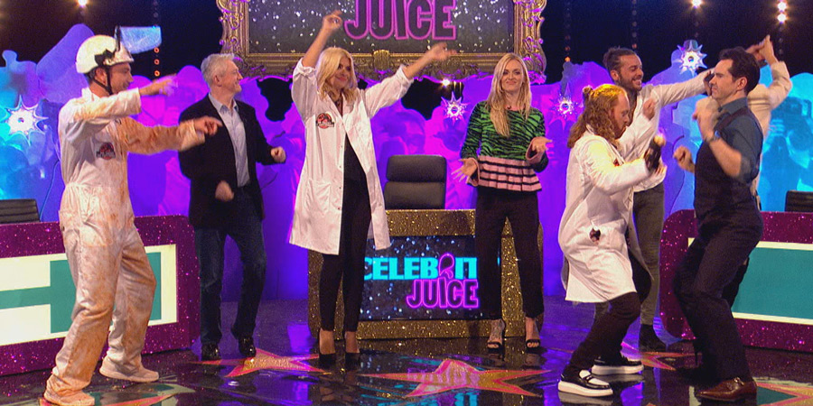 Celebrity Juice. Image shows from L to R: Gino D'Acampo, Louis Walsh, Holly Willoughby, Fearne Cotton, Leigh Francis, Pete Wicks, Jimmy Carr. Copyright: Talkback. Celebrity Juice. Image shows from L to R: Gino D'Acampo, Louis Walsh, Holly Willoughby, Fearne Cotton, Leigh Francis, Pete Wicks, Jimmy Carr. Copyright: Talkback.