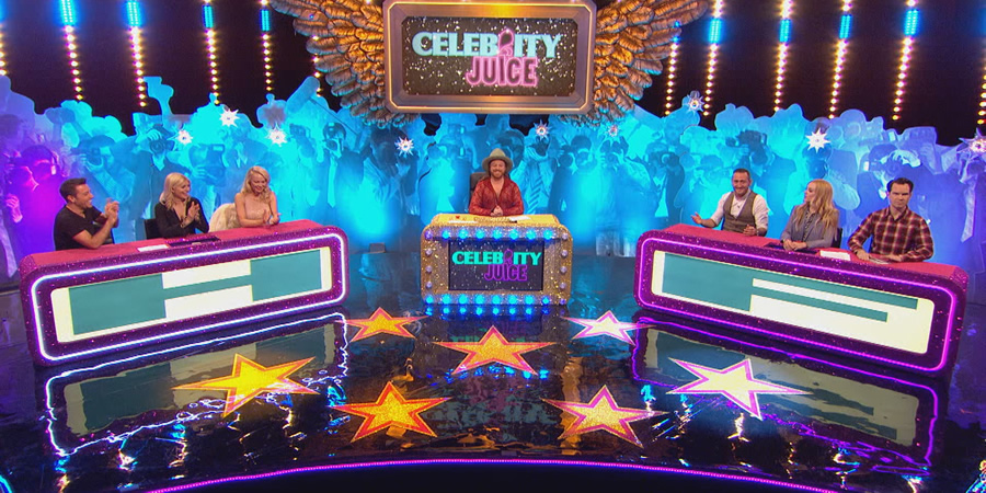 Celebrity Juice. Image shows from L to R: Gino D'Acampo, Holly Willoughby, Pamela Anderson, Leigh Francis, Will Mellor, Fearne Cotton, Jimmy Carr. Celebrity Juice. Image shows from L to R: Gino D'Acampo, Holly Willoughby, Pamela Anderson, Leigh Francis, Will Mellor, Fearne Cotton, Jimmy Carr.