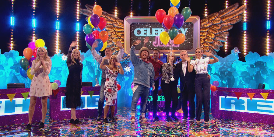 Celebrity Juice. Image shows from L to R: Holly Willoughby, Leigh Francis, Nik Speakman, Eva Speakman, Leigh Francis, Gino D'Acampo, Ruth Langsford, Eamonn Holmes, Catherine Tyldesley. Celebrity Juice. Image shows from L to R: Holly Willoughby, Leigh Francis, Nik Speakman, Eva Speakman, Leigh Francis, Gino D'Acampo, Ruth Langsford, Eamonn Holmes, Catherine Tyldesley.