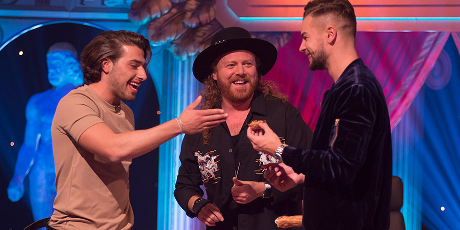 Celebrity Juice. Image shows from L to R: Kem Cetinay, Leigh Francis, Chris Hughes. Celebrity Juice. Image shows from L to R: Kem Cetinay, Leigh Francis, Chris Hughes.