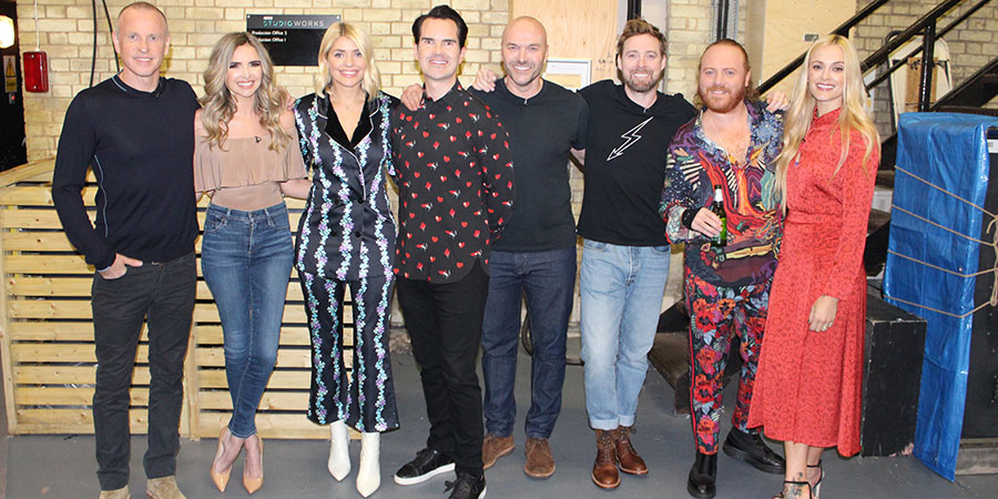 Celebrity Juice. Image shows from L to R: Tim Lovejoy, Nadine Coyle, Holly Willoughby, Jimmy Carr, Simon Rimmer, Ricky Wilson, Leigh Francis, Fearne Cotton. Celebrity Juice. Image shows from L to R: Tim Lovejoy, Nadine Coyle, Holly Willoughby, Jimmy Carr, Simon Rimmer, Ricky Wilson, Leigh Francis, Fearne Cotton.