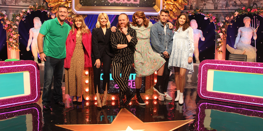 Celebrity Juice. Image shows from L to R: Will Mellor, Samia Smith, Holly Willoughby, Leigh Francis, Paddy McGuinness, Joel Dommett, Stacey Solomon. Celebrity Juice. Image shows from L to R: Will Mellor, Samia Smith, Holly Willoughby, Leigh Francis, Paddy McGuinness, Joel Dommett, Stacey Solomon.