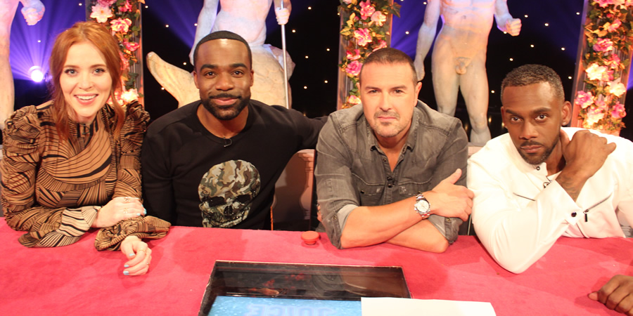 Celebrity Juice. Image shows from L to R: Angela Scanlon, Ore Oduba, Paddy McGuinness, Richard Blackwood. Celebrity Juice. Image shows from L to R: Angela Scanlon, Ore Oduba, Paddy McGuinness, Richard Blackwood.