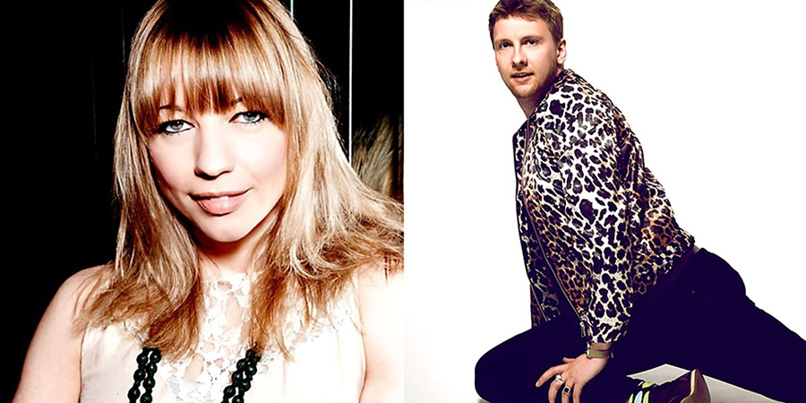 Chain Reaction. Image shows from L to R: Sara Cox, Joe Lycett. Copyright: BBC. Chain Reaction. Image shows from L to R: Sara Cox, Joe Lycett. Copyright: BBC.